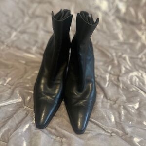 Hermes Black Leather Pointed Boots